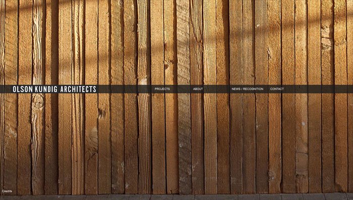 Olson Kundig Architectsのサイトのホーム画面