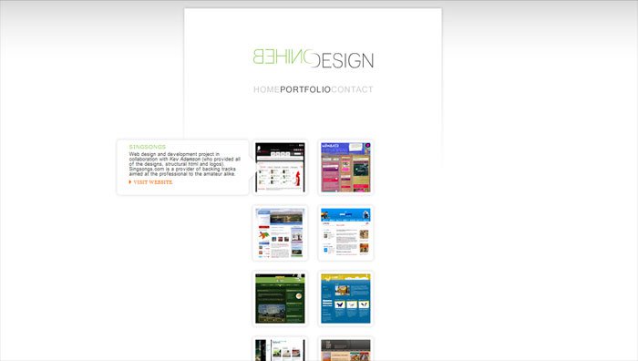 Behind Designの「ポートフォリオ」ページ