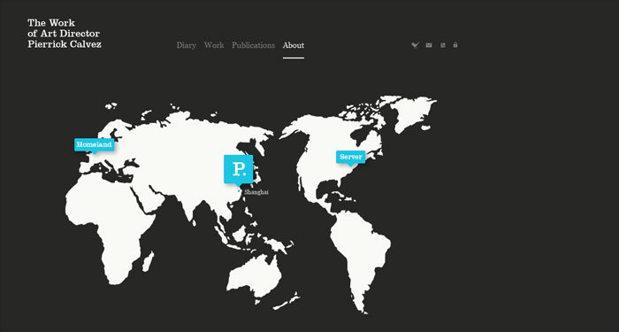 Pierrick Calvezのサイトの「企業情報」ページ