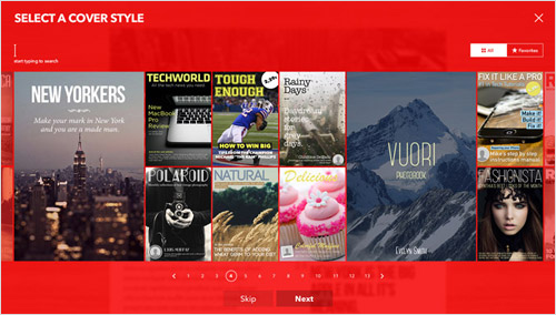 数ある事前に設定されたスタイルから、自分のコンテンツのカバーページを選択します