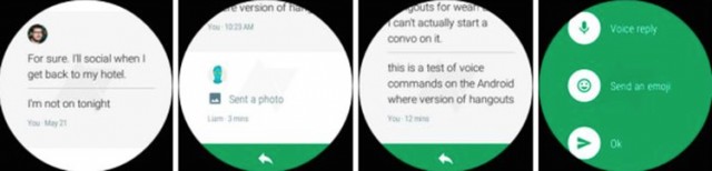 Android Wear上での情報提示 (情報元:Android Community)