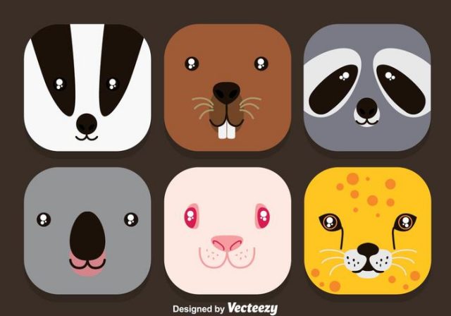 animal-face-colorful-icons-vector