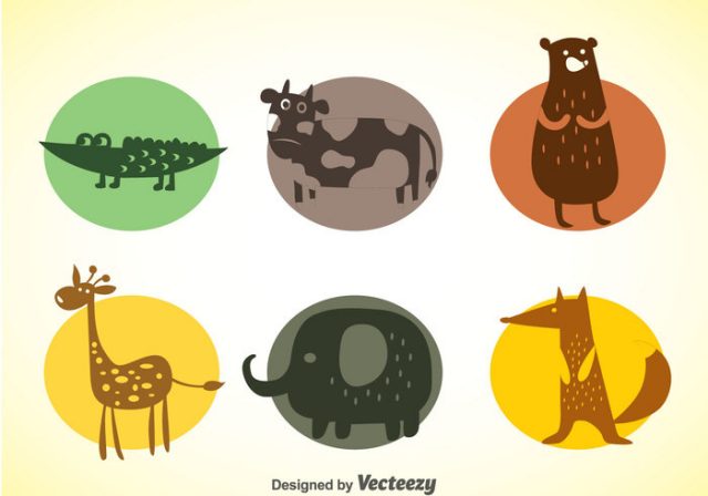 animals-colors-icons-vector-set