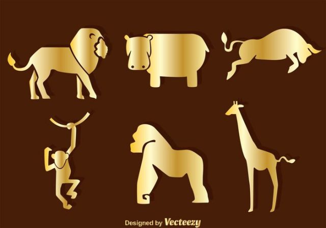 vector-gold-animals-silhouette-icons