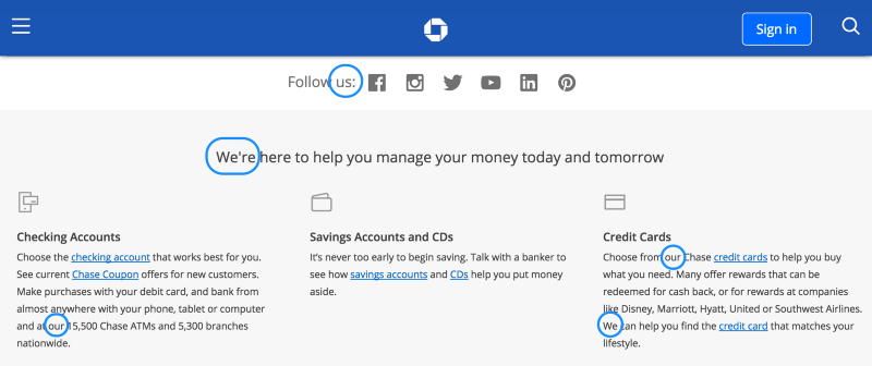 From Chase Bank’s homepage