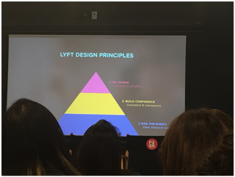 A photo of Lyft’s design principles, taken at the workshop