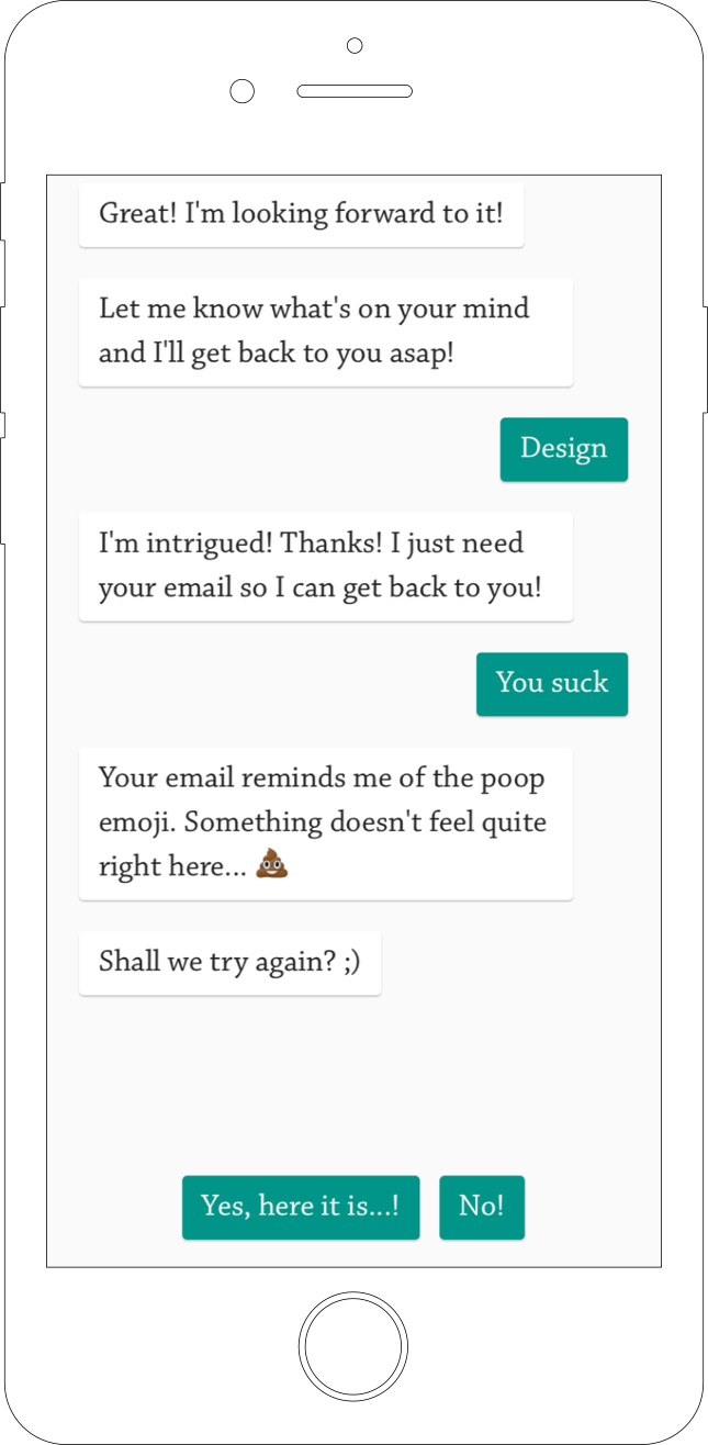 メールアドレスの代わりに「You suck（あんたダサい）」と書かれた場合の遷移