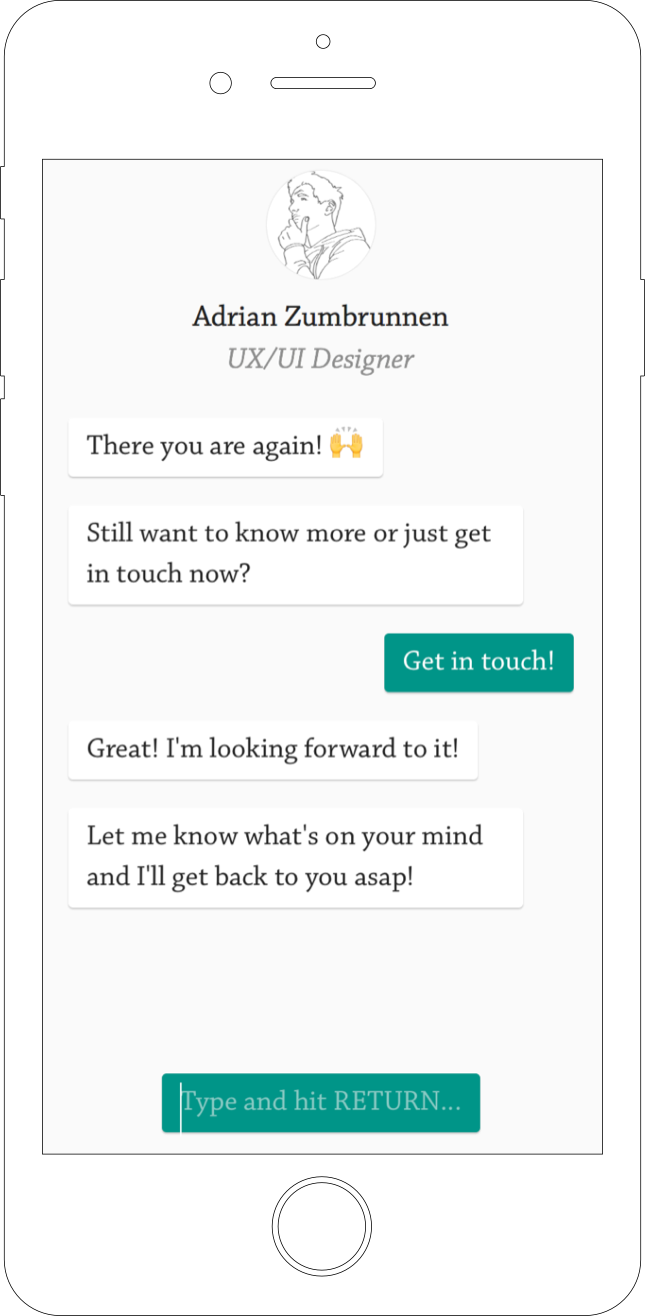 「Get in touch!」をタップしたあとの遷移